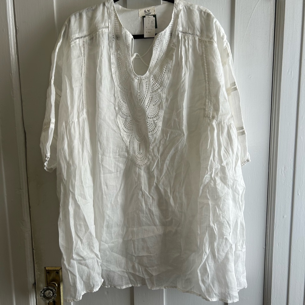 White Embroidered Cover- Up - Picture 2 of 2